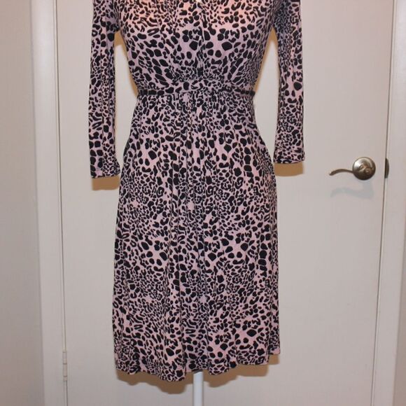 French Connection Pink & Black Animal Meadow Print Mini Dress Women size 6 - Picture 7 of 16